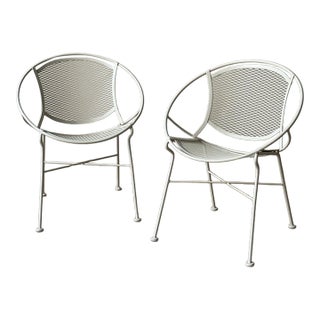 1950s Maurizio Tempestini for Salterini Petite Radar Wrought Iron Lounge Chairs, a Pair For Sale