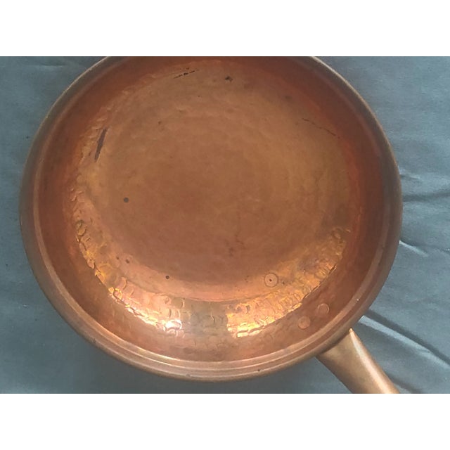 Mid 20th Century Mid 20th Century Vintage Copper Frying Pan Wood Handle For Sale - Image 5 of 7