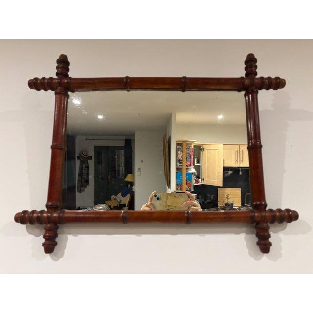 19th Century Napoleon III Style Bamboo Mirror in Turned Wood For Sale - Image 6 of 6