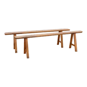 Pair of Antique French Fruitwood Benches