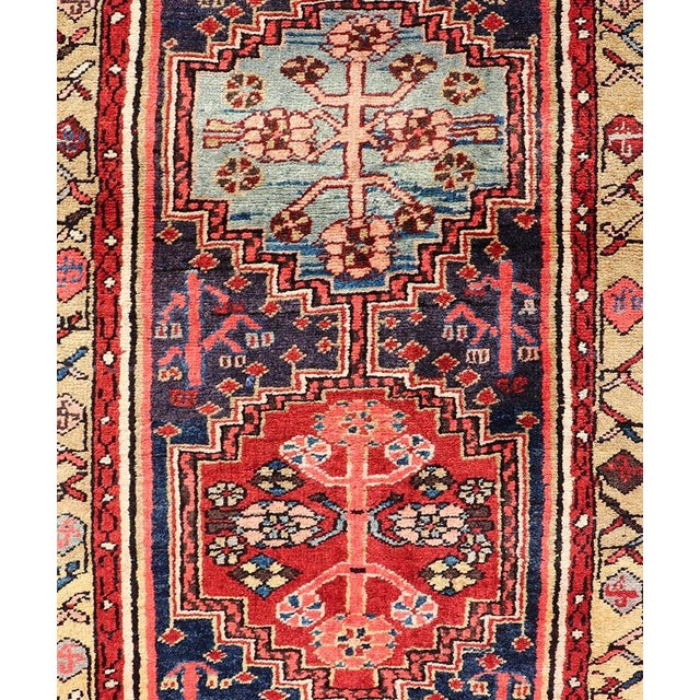 Textile Long Antique Persian Heriz Runner With All-Over Sub-Geometric Medallion Design For Sale - Image 7 of 13