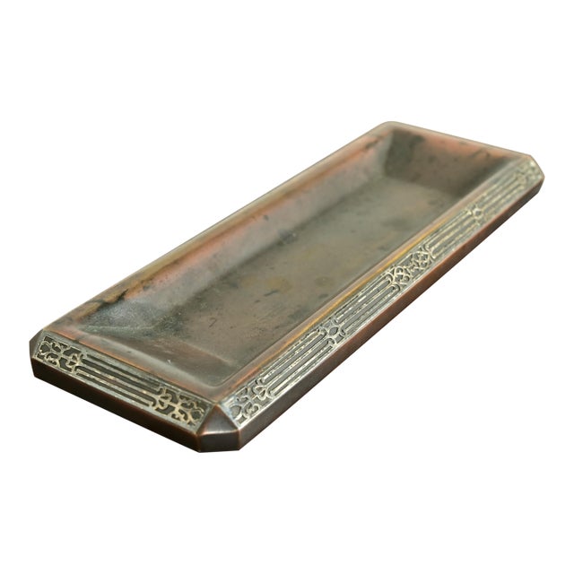 Heintz Arts & Crafts Sterling Silver on Bronze Pen Tray For Sale