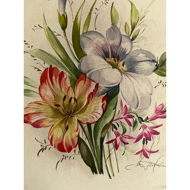 Italian Italian Floral Watercolor Painting by Vittorio Guddittoi For Sale - Image 3 of 6