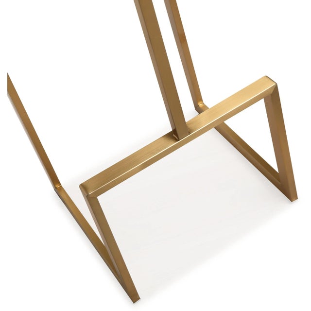 Black Ferrara Black Vegan Leather & Gold Steel Bar Stools - Set of 2 For Sale - Image 8 of 12