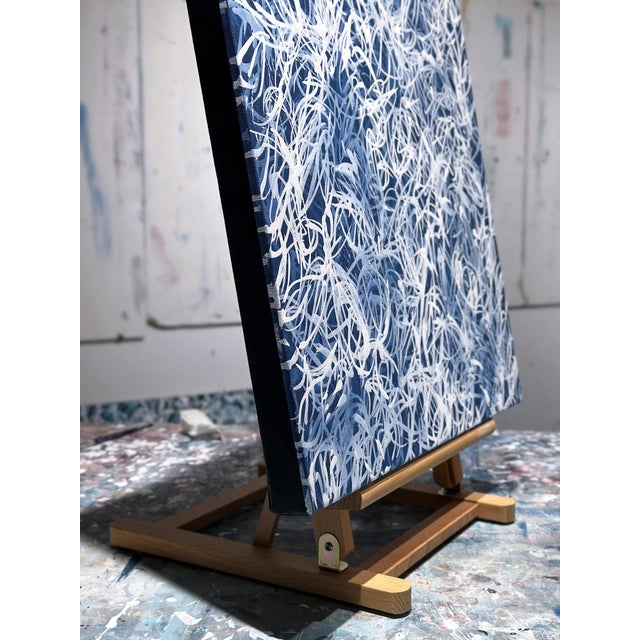 "Blue Chiffon No.4 - Layered Veil" - Blue Abstract Acrylic Painting on Canvas For Sale - Image 6 of 6