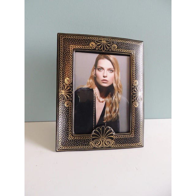 Black and Gold Embossed Art Deco Style Decorative Picture Frame For Sale - Image 9 of 10