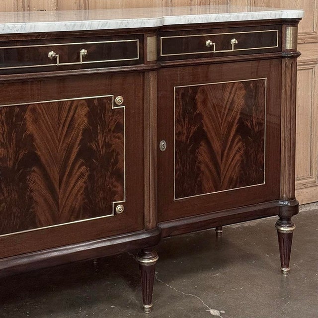 Auburn Antique Directoire Style French Mahogany Buffet With Carrara Marble Top For Sale - Image 8 of 18