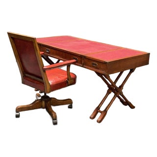 Brandt Mid-Century Modern Campaign-Style Desk With Chair For Sale
