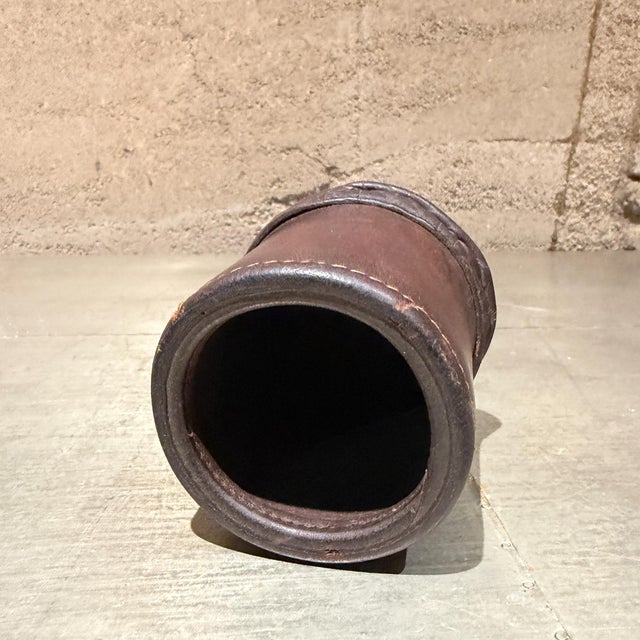 Vintage Brown Leather Dice Cup After Paul Dupré-Lafon For Sale - Image 9 of 12
