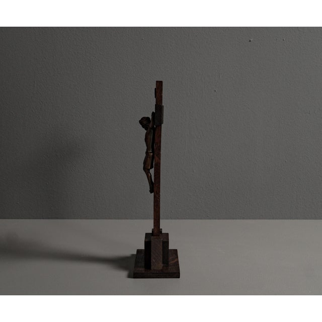 Bauhaus Brutalist Jesus Cross in Metal and Wood For Sale - Image 3 of 18
