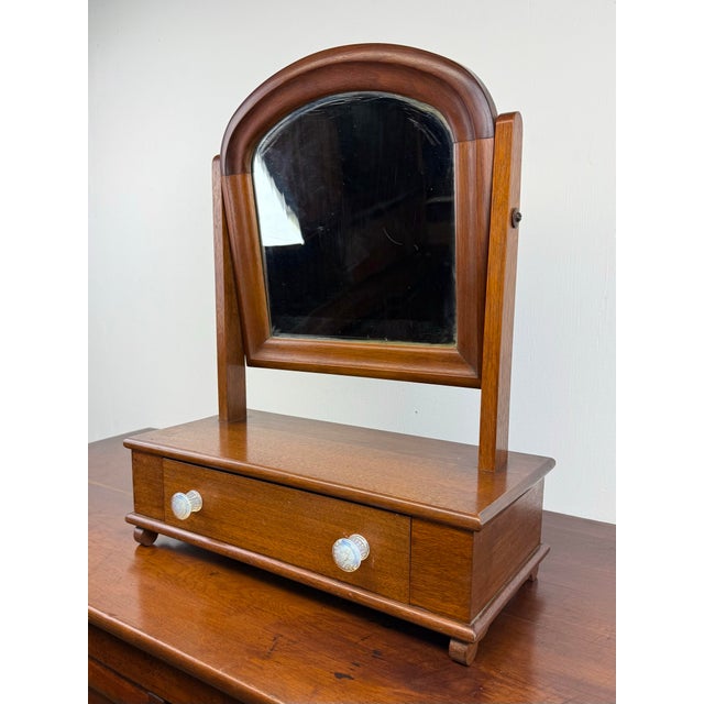 American Antique Mahogany Tabletop Dresser Top Vanity / Gentleman’s Shaving Mirror For Sale - Image 3 of 12