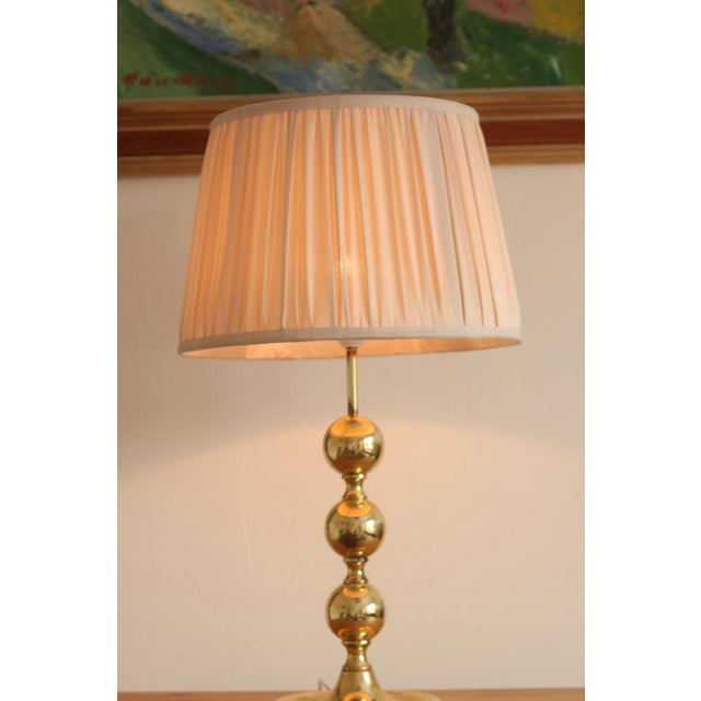 Gold Brass Bobbin Table Lamp, 1970s, Set of 2 For Sale - Image 8 of 18