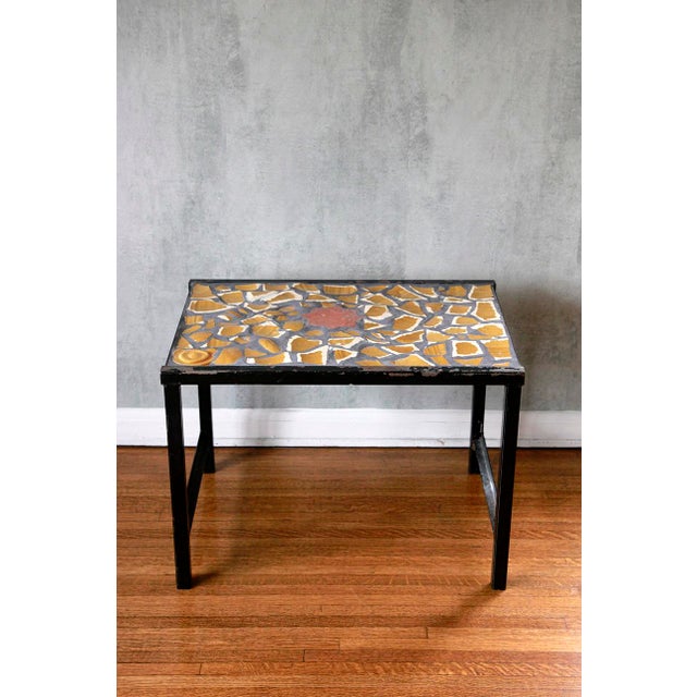 1960s Iron Framed Artisan Tile Top Table. France , 1960’s For Sale - Image 5 of 12