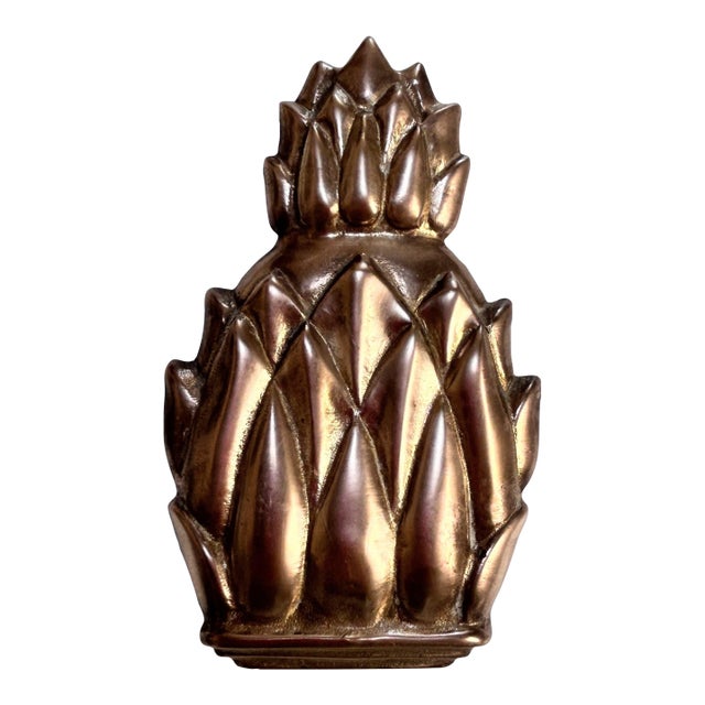 Vintage Solid Brass Pineapple Door Knocker For Sale