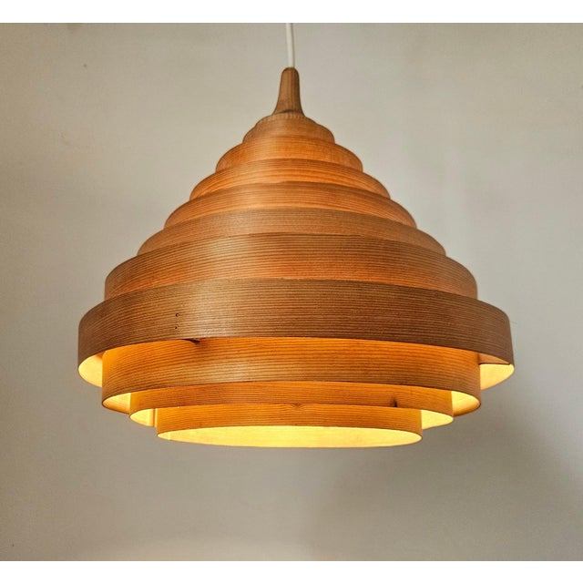 Mid-Century Veneer Pendant in the style of Hans-Agne Jakobsson, Denmark, 1970s For Sale - Image 9 of 15