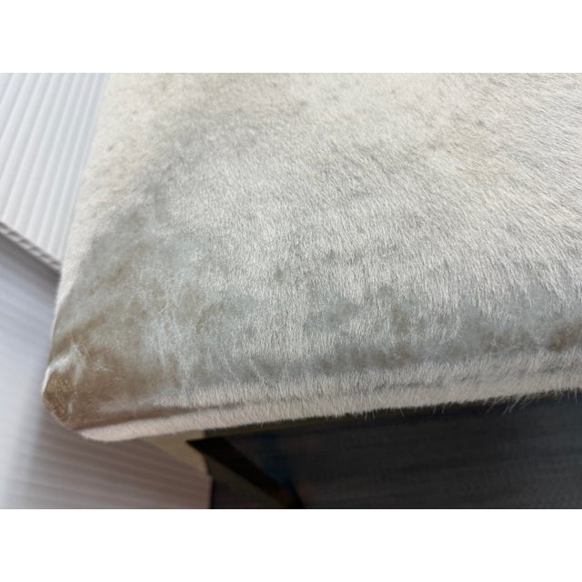 Metal Modern Square Cowhide Ottoman + Brass Frame For Sale - Image 7 of 12