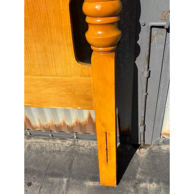 1930s 1930s Vintage Full Size Art Deco Wooden Headboard and Footboard For Sale - Image 5 of 9