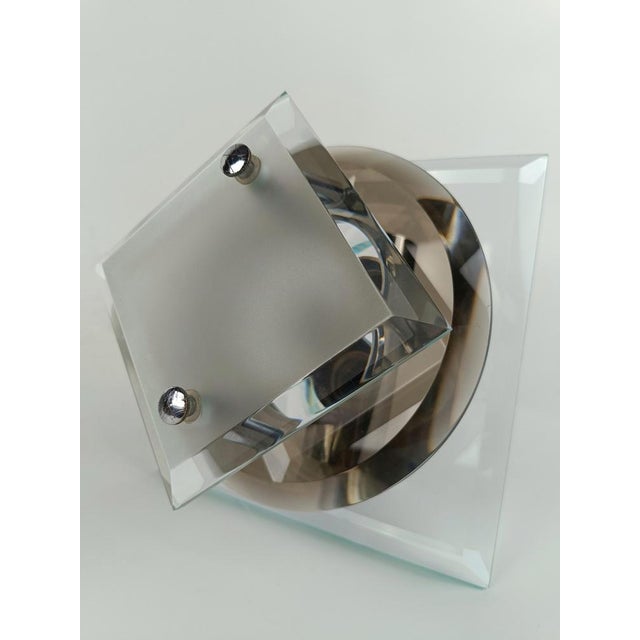 Glass Italian Wall Lights in Chromed Metal and Colored and Beveled Glass, 1970s, Set of 2 For Sale - Image 7 of 18