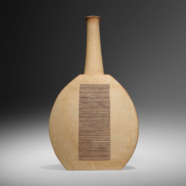 Bruno Gambone Monumental Vessel, 1975 Partially glazed stoneware monumental vessel by Bruno Gambone, Italy, 1975....