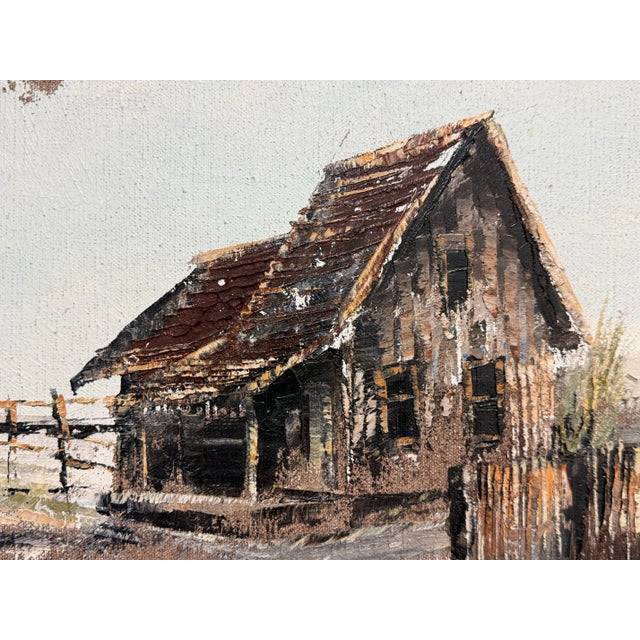Artist Lace Framed Rustic Barn Painting, Circa 1963 For Sale In San Francisco - Image 6 of 12
