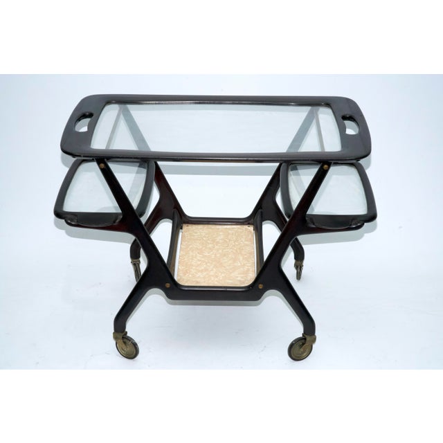 Mid-Century Modern Italian Wooden Bar Cart by Cesare Lacca, 1950s For Sale - Image 11 of 14