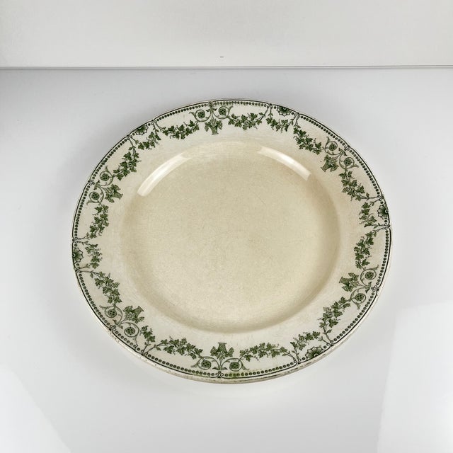 Ceramic Round Green Champagne Dish from Badonviller, Early 20th Century, 1890s For Sale - Image 7 of 12