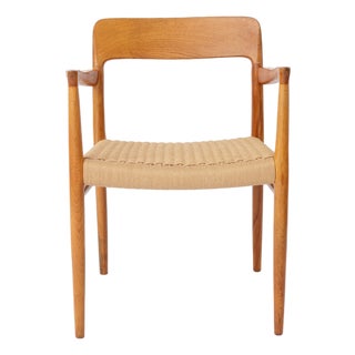 Danish Model 56 Armchair in Oak and Handwoven Seat by Niels Otto Møller for J.L. Møllers, 1950s For Sale