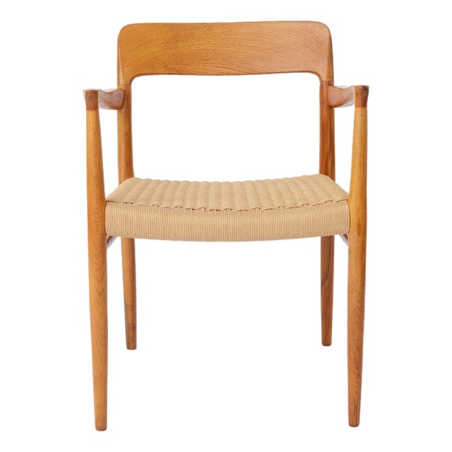 Danish Model 56 Armchair in Oak and Handwoven Seat by Niels Otto Møller for J.L. Møllers, 1950s For Sale