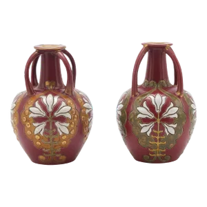Mid 20th Century Hand-Painted / Decorated Pair Decorative Vases