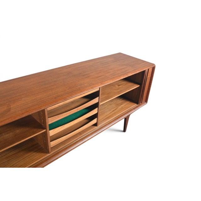 Mid 20th Century Bernhard Pedersen Teak Tambour Door Credenza, Attributed For Sale In San Francisco - Image 6 of 10