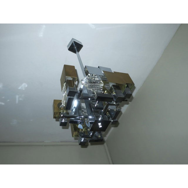 Mid-Century Modern Italian Modern Cubist Chandelier by Gaetano Sciolari, 1960s For Sale - Image 3 of 9