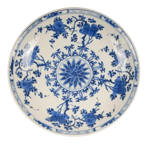 17th Century Chinese Ceramic Plate Blue and White Ming Porcelain Collectors Plate Charger