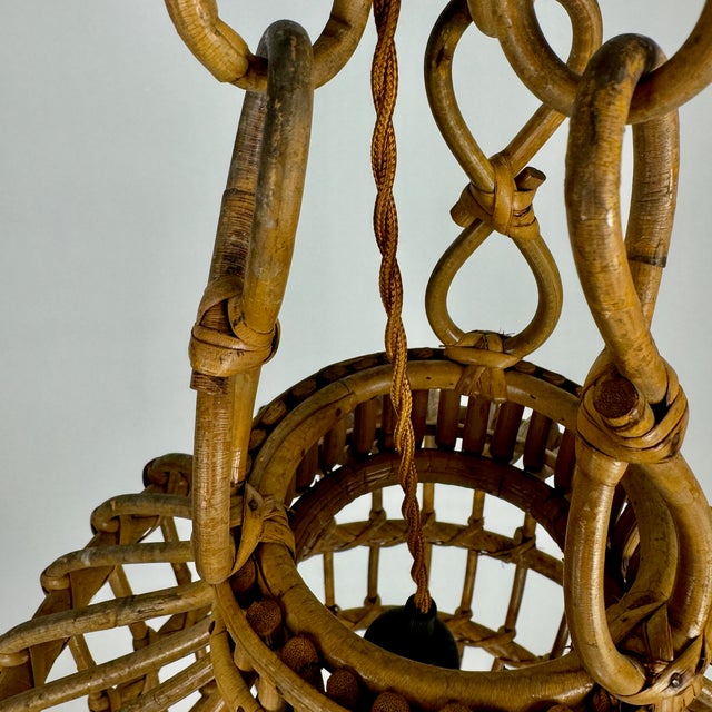 1960s Mid-Century Modern Bamboo and Rattan Pendant Lamp, 1960s For Sale - Image 5 of 7