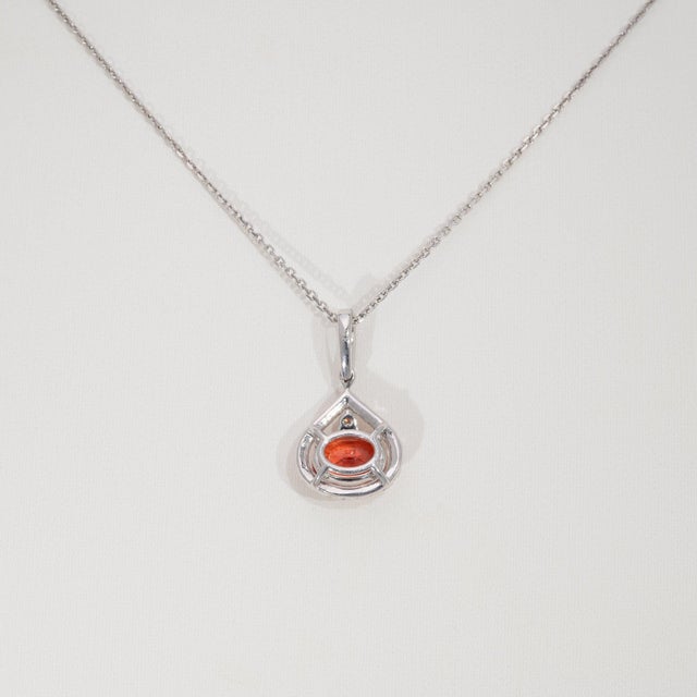 Metal 1Ct Padparadscha Sapphire Pendant With Earth-Mined Diamonds in Solid 14k Gold For Sale - Image 7 of 7