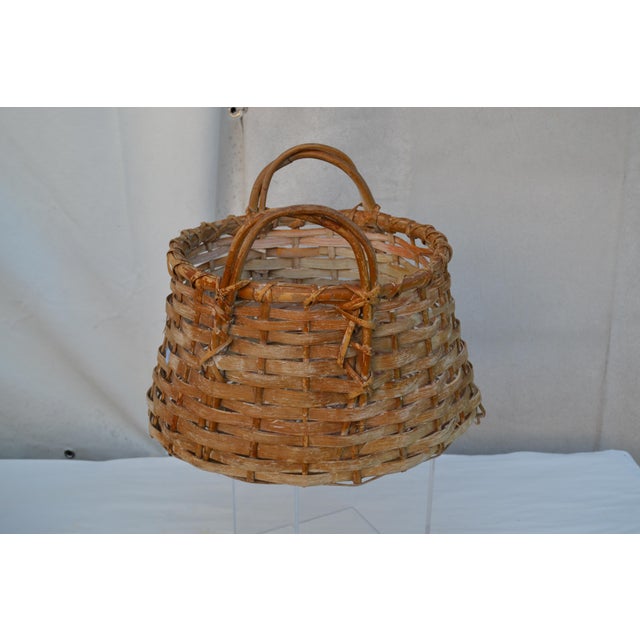 Farmhouse Large Primitive Ash Working Farm Basket With Double Bentwood Handles For Sale - Image 3 of 7