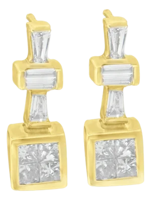 14K Yellow Gold 1 1/3 cttw Diamond Hoop Earrings (G-H, VS1-VS2)