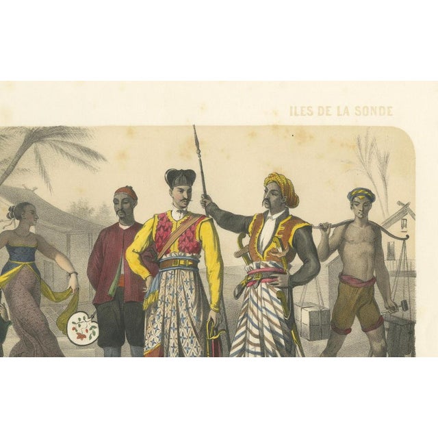 Cream After Fossey, Javanese Court Scene Musician, Dancer, and Sultan's Guard, 1845, Lithograph For Sale - Image 8 of 9