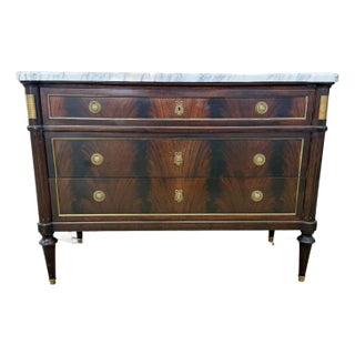 19th Century French Louis XVI Carrara Marble Top Chest of Drawer / Commodes For Sale
