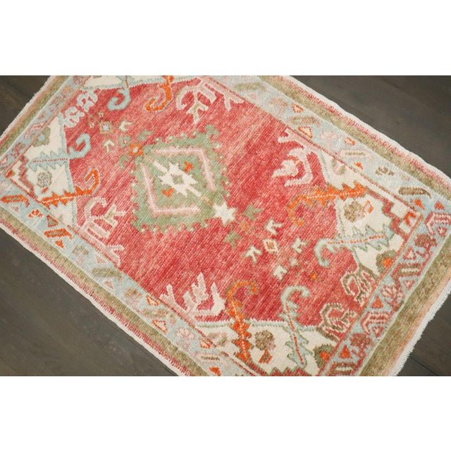 Vintage Red Small Medallion Oushak - 2'7" x 3'11" For Sale - Image 4 of 6