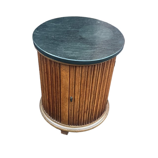 Late 20th Century Round Column Faux Slate Top Cabinet For Sale - Image 4 of 16