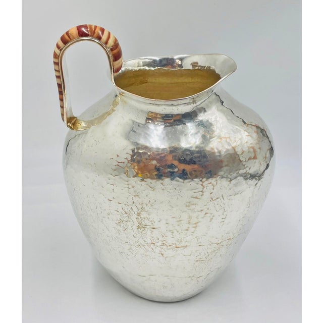 1980s Large Emilia Castillo Water Pitcher With Natural Jasper Stone Inlay, Signed For Sale - Image 10 of 18
