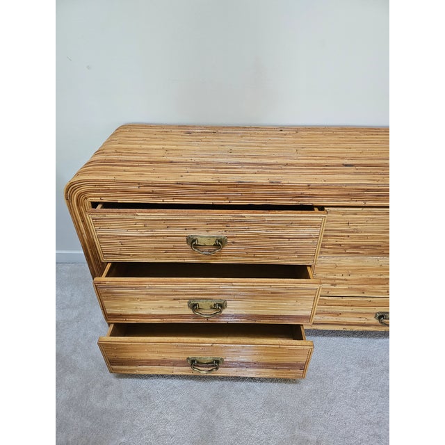 Vintage Pencil Reed Waterfall Double Dresser For Sale - Image 16 of 18