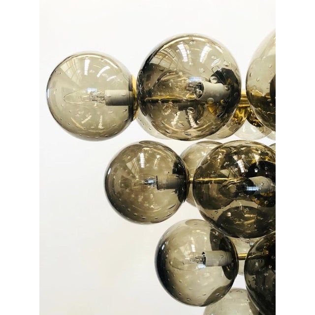 Glass 21st Century Italian Grappolo Polished Brass Smoky Bubbles Murano Glass Chandelier by Fabio LTD For Sale - Image 7 of 8