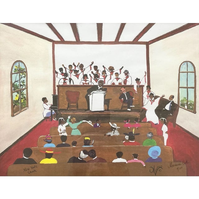 American 1997 Maurice Cook "New Hope Choir” Framed & Matted Signed Litho Print For Sale - Image 3 of 8
