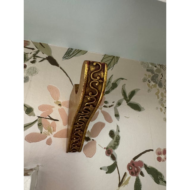 Set of Vintage TMS Gilded Gold Fleur-De-Lis Drapery Rods, Finials, Rings and Brackets For Sale - Image 9 of 12