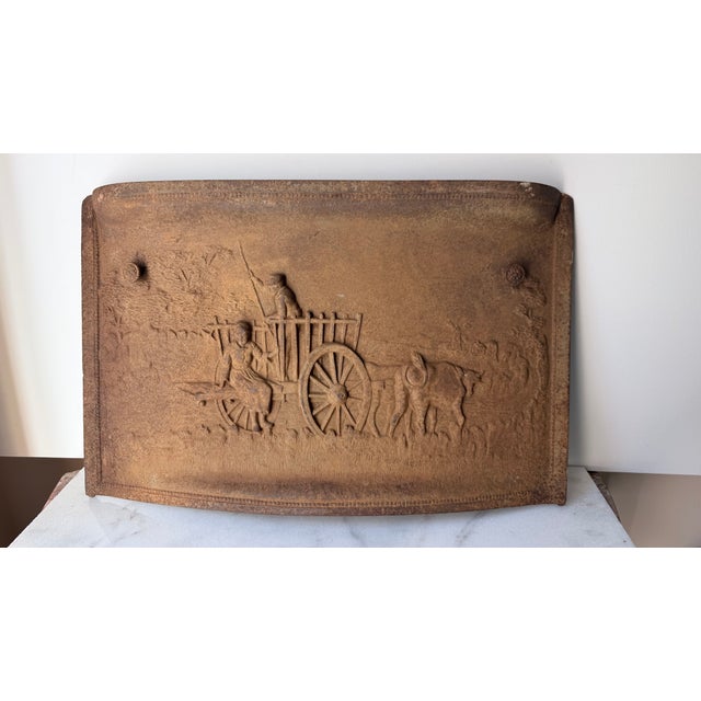 Cast Iron Piece Is an Antique American Pioneer or Country Western Themed Relief Panel For Sale - Image 13 of 15