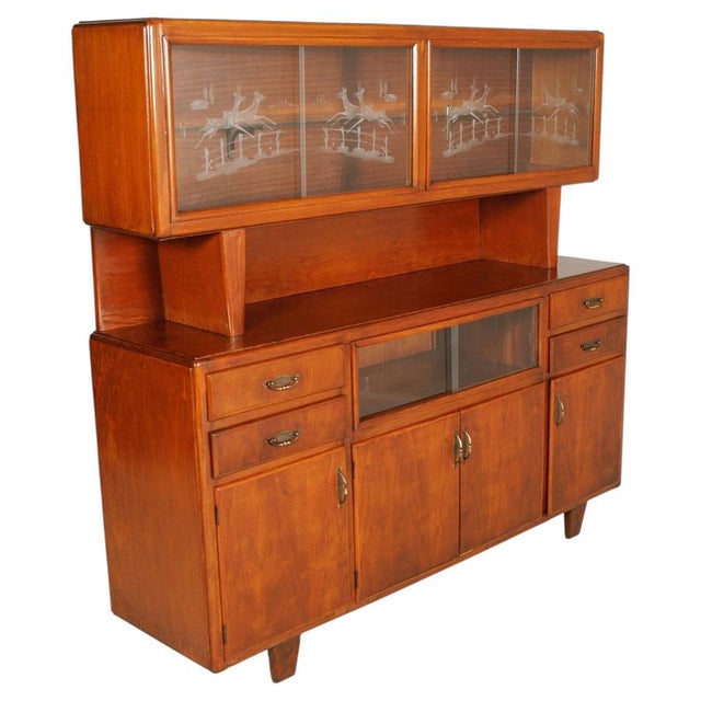 Italian Art Deco Rationalist Sideboard with Display Cabinet by Meroni & Fossati, 1940s For Sale - Image 10 of 10
