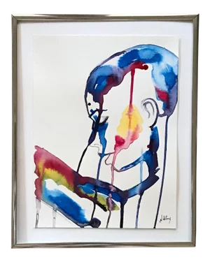 Abstract Female Portrait by N Collins, Framed