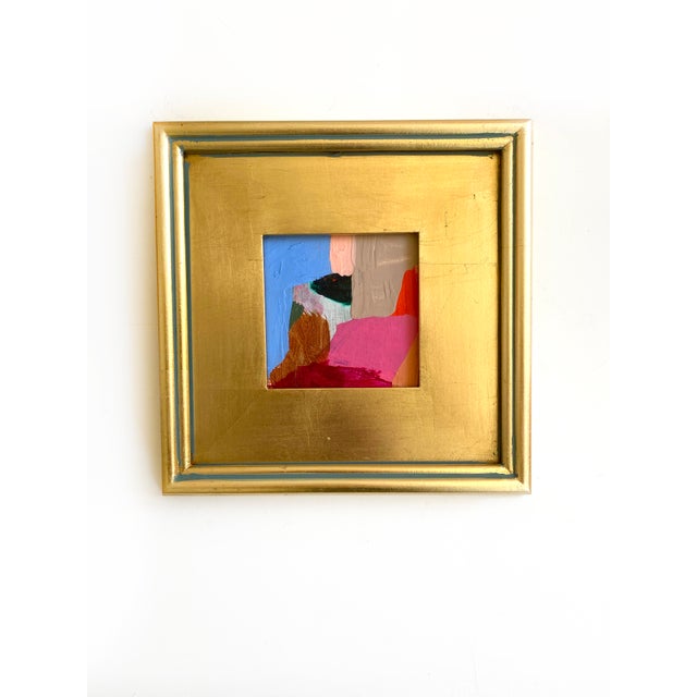 Curated Set of 3 Framed Mini Paintings in Pink, Blue and Red For Sale In Seattle - Image 6 of 9