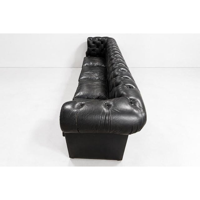 Animal Skin Vintage Chesterfield Black Leather Sofa, 1980s For Sale - Image 7 of 11